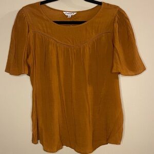 Nanette Lepore Brown Flutter Sleeve Blouse